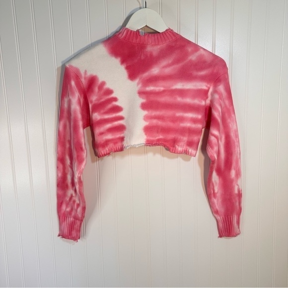 SER.O.YA Revolve Page Cropped Sweater in Pink Line Tie Dye Sz S - Picture 6 of 13
